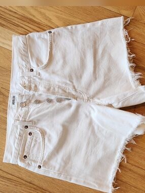 Agolde Parker White High-Rise Button-Front Denim Cutoff Shorts